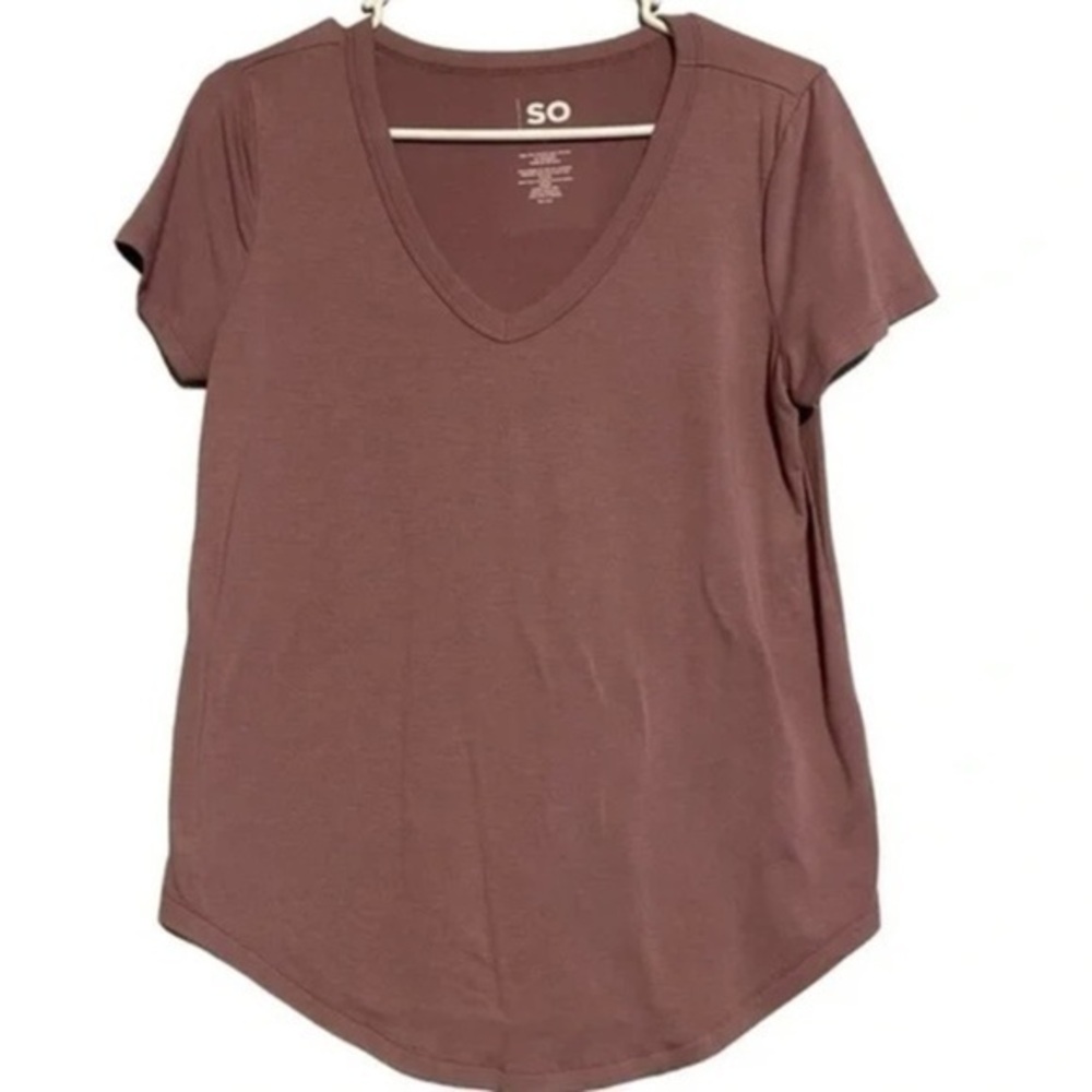🌷 Dusty Rose / Mauve V-Neck Basic Short Sleeve T-Shirt by SO